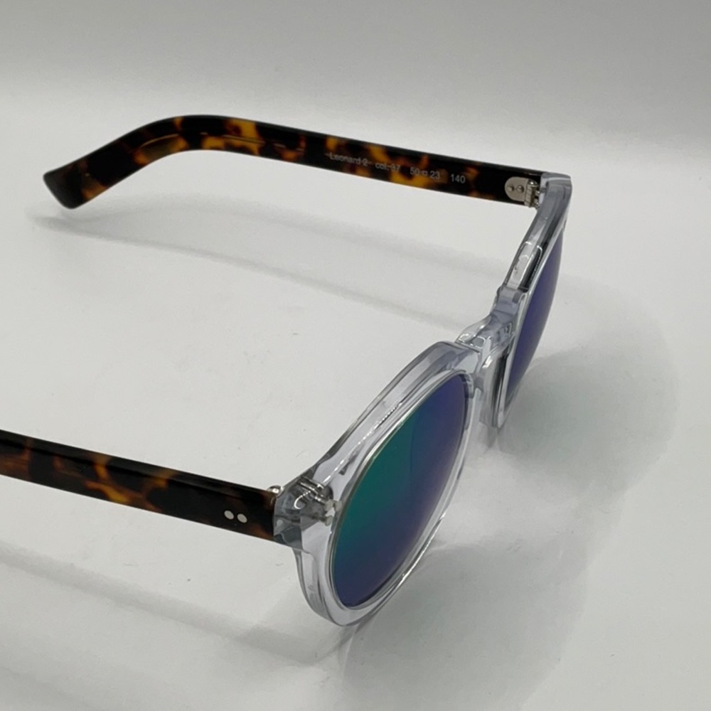 Illesteva Leonard 2- Clear/Havana w/Aqua Green Mirror - Picture 8 of 16